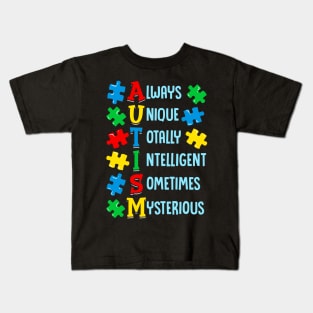 Cute Always Unique Totally Intelligent Mysterious Kids T-Shirt